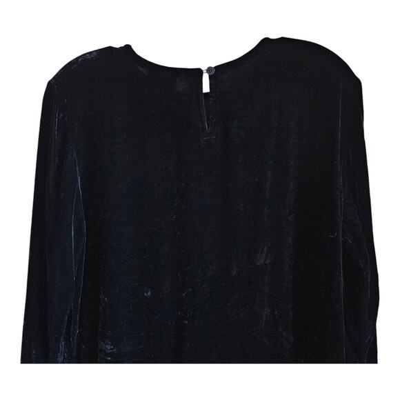 EILEEN FISHER Women's M Velvet Tunic Top Black Rayon & Silk Long Sleeve Gothic - Picture 4 of 6